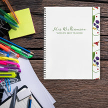 Feuilles modernes et Berries Enseignant Carnet Spi