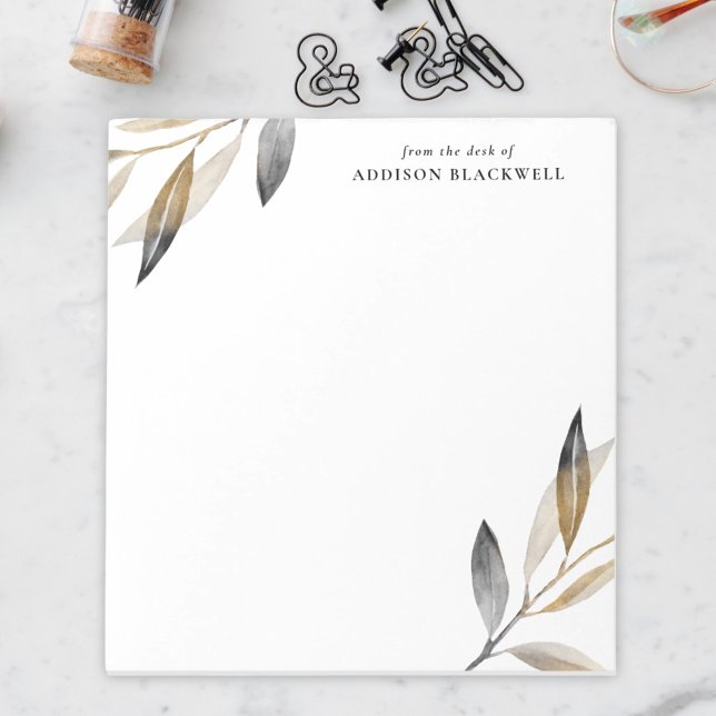 Feuilles Noir Or Simple Du Bureau Du Bloc-Notes (Créateur téléchargé)