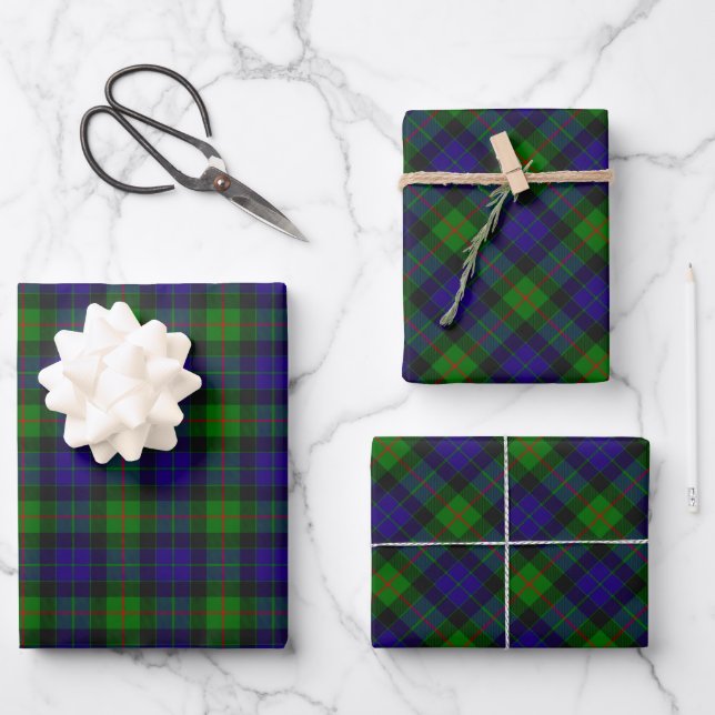 Feuilles papier Clan Gunn Tartan enveloppant (Recto)