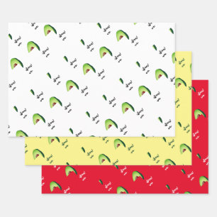Feuilles papier d'emballage de Noël à l'avocat ver