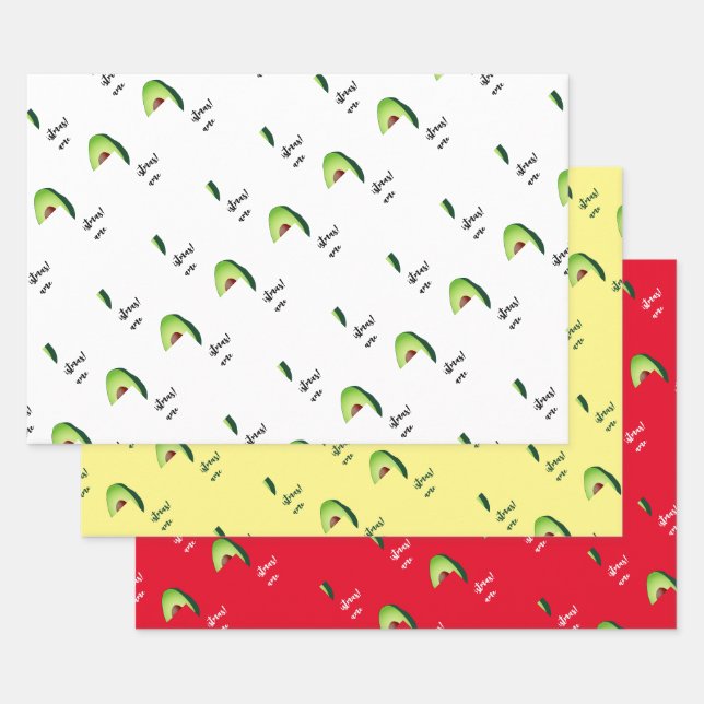 Feuilles papier d'emballage de Noël à l'avocat ver (Lot)