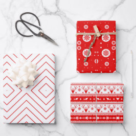 Feuilles papier d'emballage de vacances rouge et b