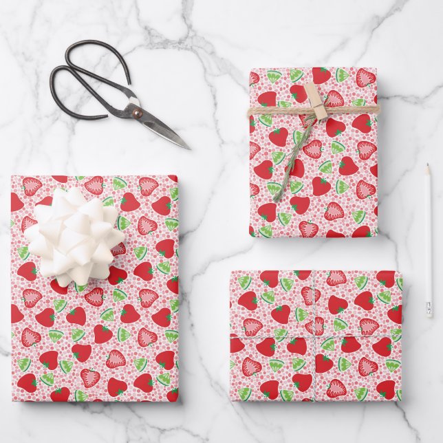 Feuilles papier d'emballage Fizz fraise (Recto)