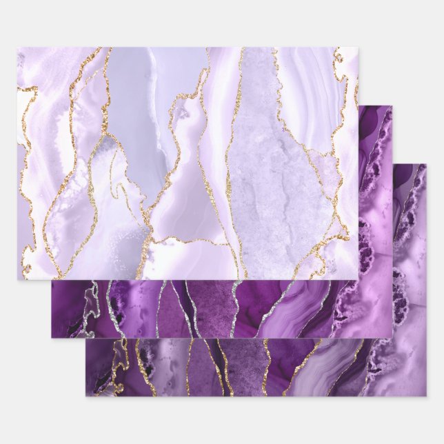feuilles papier d'emballage lavande et agate viole (Lot)