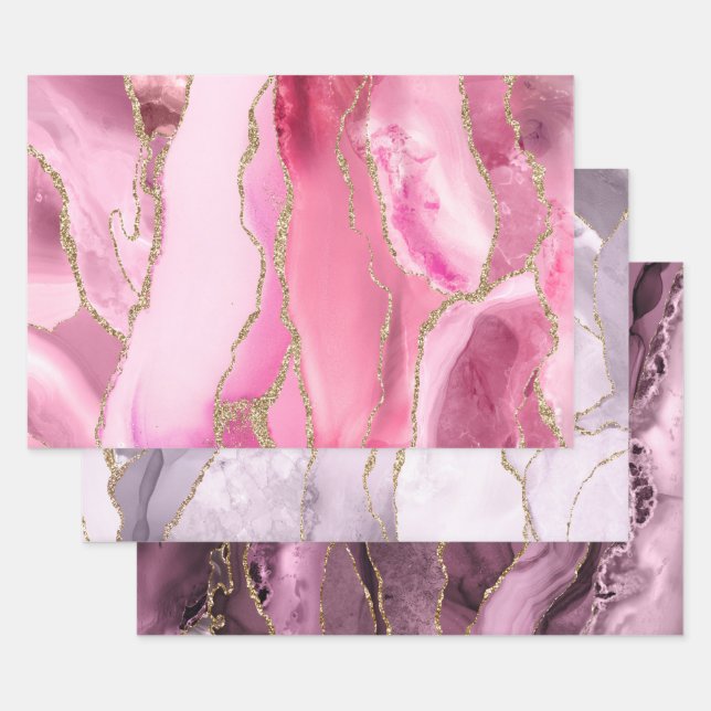 Feuilles papier d'emballage rose lilas violet (Lot)