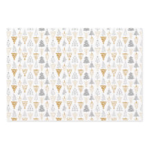 Feuilles papier d'enveloppement d'arbre de Noël or