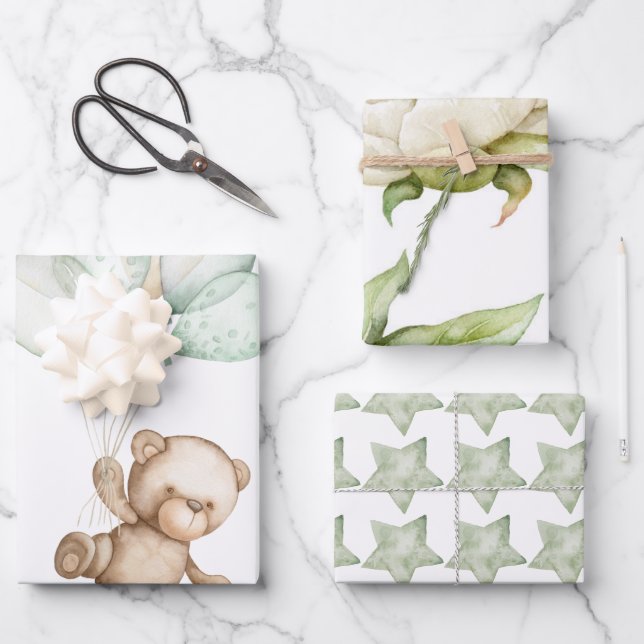 Feuilles papier d'enveloppement de Baby shower d'o (Recto)