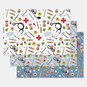 Feuilles papier d'enveloppement de cadeaux du méde