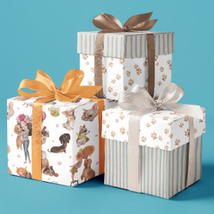 Feuilles papier d'enveloppement de chien d'anniver