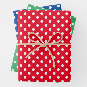 Feuilles papier d'enveloppement de Noël motif pois