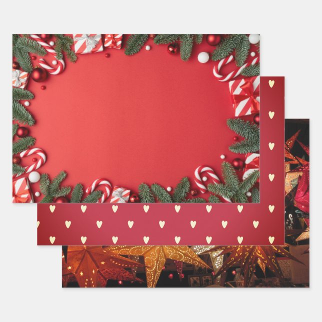 Feuilles papier d'enveloppement imprimées de Noël (Lot)