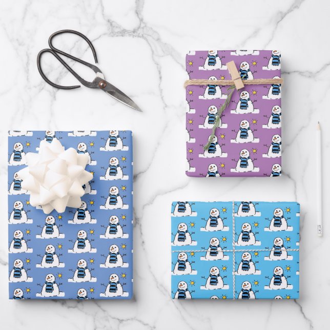 Feuilles papier d'enveloppement Motif Snowman (Recto)