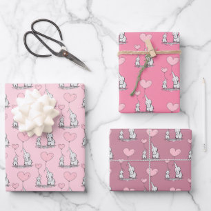 Feuilles papier enveloppant design Elephant Love
