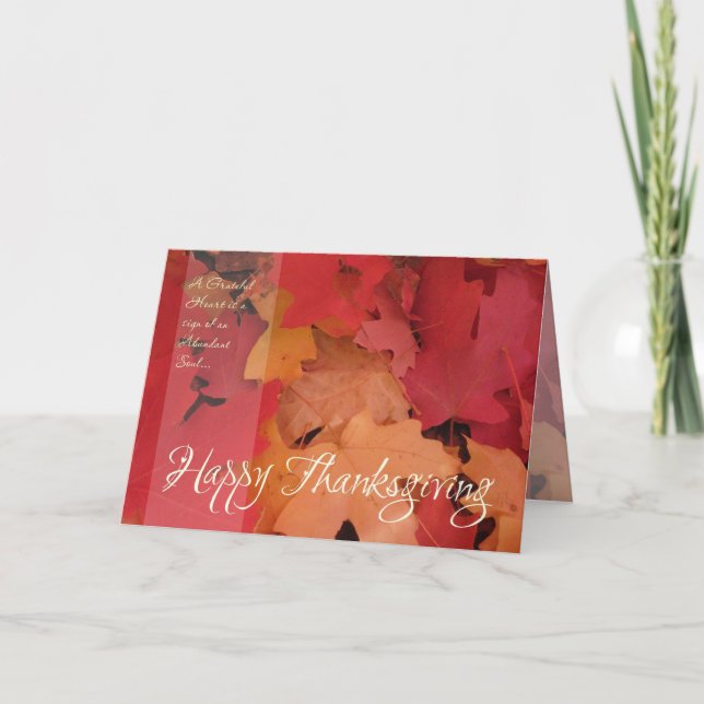 Feuilles rouge et or (1) Carte Thanksgiving (Devant)