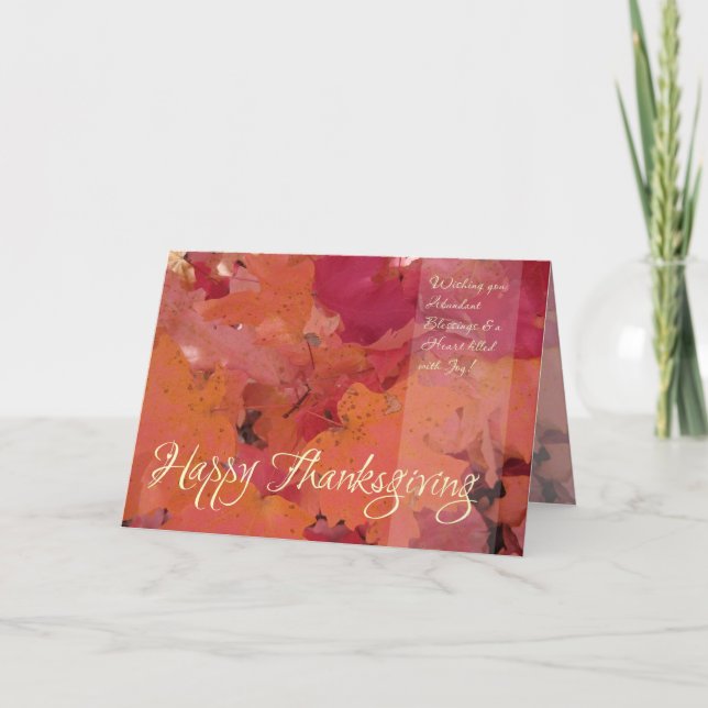 Feuilles rouge et or (3) Carte Thanksgiving (Devant)
