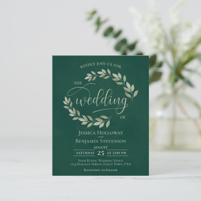 Feuilles rustiques Emerald Green BUDGET Mariage In (Debout devant)