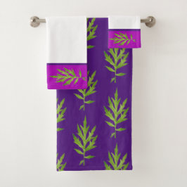 Feuilles sauvages sur un ensemble de serviettes de