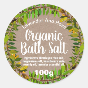 Feuilles sur Kraft Étiquettes de sel de bain biolo