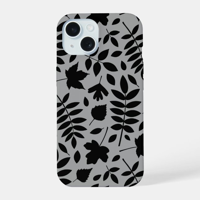 Feuilles tombés Lg Motif noir sur gris (Verso)