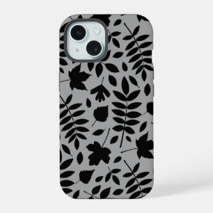 Feuilles tombés Lg Motif noir sur gris