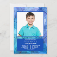 Feuilles transparentes Invitation photo bleue