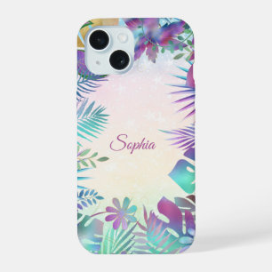Feuilles tropicales, ombre sarcelle et vert, nom c