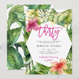 Feuilles tropicaux 30e anniversaire invitation