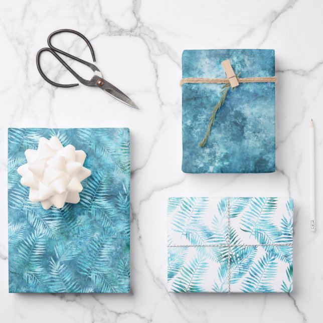 Feuilles tropicaux Aqua Blue (Recto)