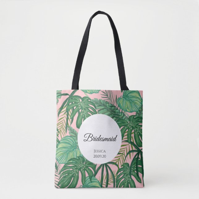 Feuilles tropicaux Beach Wedding Bridesmaid Sac fo (Devant)