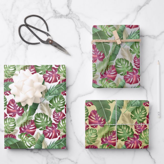 Feuilles tropicaux de Monstera et Palm (Recto)