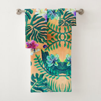 feuilles tropicaux en orange