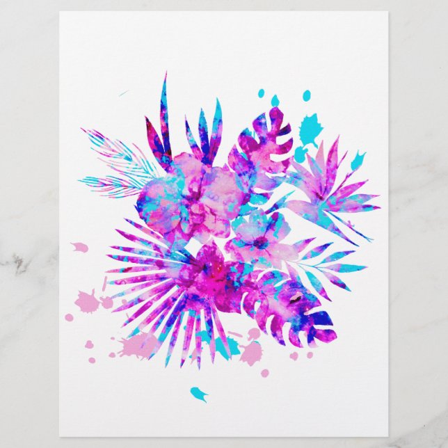 Feuilles tropicaux et fleurs (Devant)