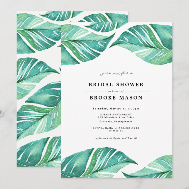 Feuilles tropicaux Invitation à la douche nuptiale (Devant / Derrière)