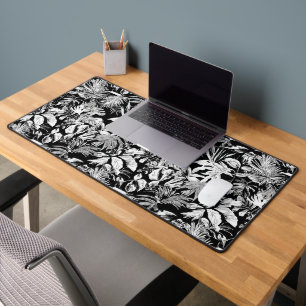 Feuilles tropicaux noirs et blancs modernes