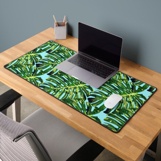 Feuilles tropicaux sur Blue Sky Desk Mat (Bureau 2)