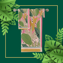 Feuilles tropicaux Turquoise, Vert, Rose, Couleurs