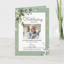 Feuilles verdoyants et photos Programmes funéraire