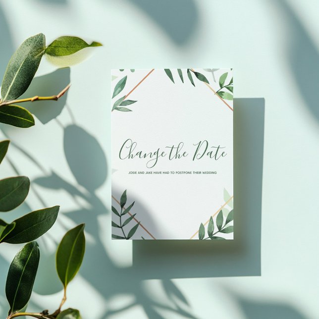 Feuilles verts et bordures d'or changer la carte d (Green leaves and gold border change the date card.)