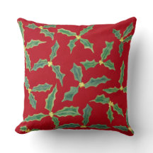 Feuilles verts, Fleurs jaunes sur Coussins rouges