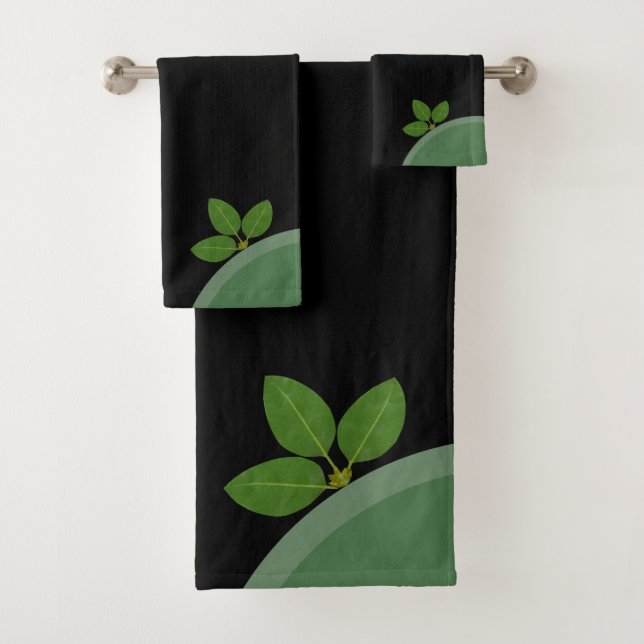 Feuilles verts modernes Laurel en noir (En situation)