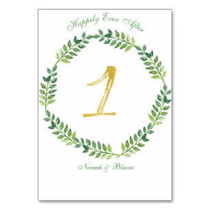 Feuilles verts romantiques - Mariage carte de tabl