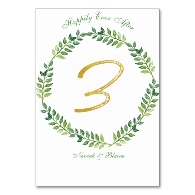 Feuilles verts romantiques - Mariage carte de tabl (Par défaut)