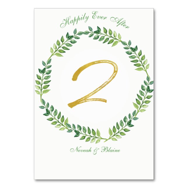 Feuilles verts romantiques - Mariage carte de tabl (Par défaut)