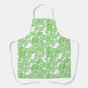 Feuilles verts sur tablier tout-en-blanc
