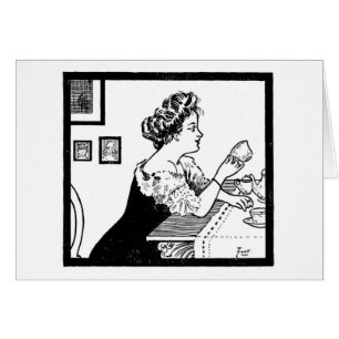 Feuilles vintage Lady Reading Tea,