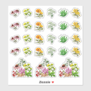 Feuillet Modèle de Stickers en forme de plantes mé