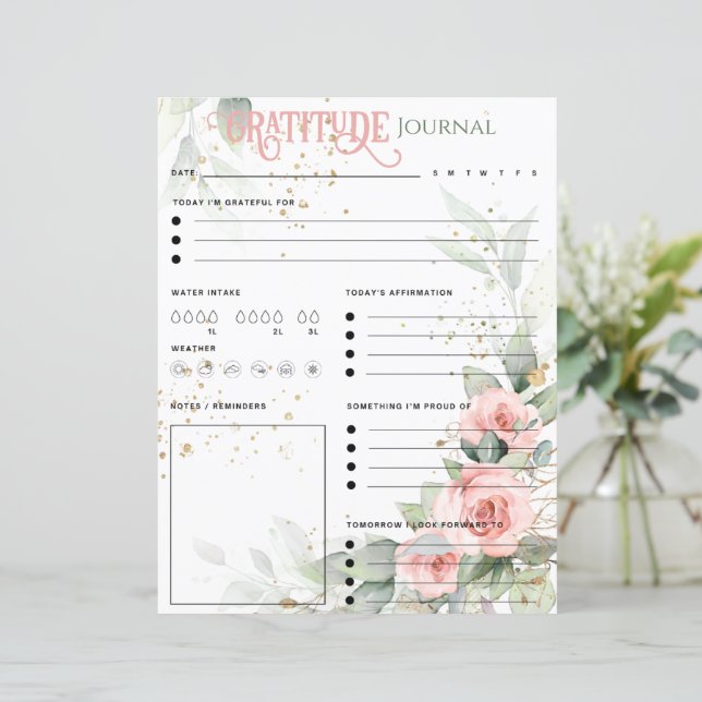 Feuillet papier journal de gracieuseté rose floral (Debout devant)