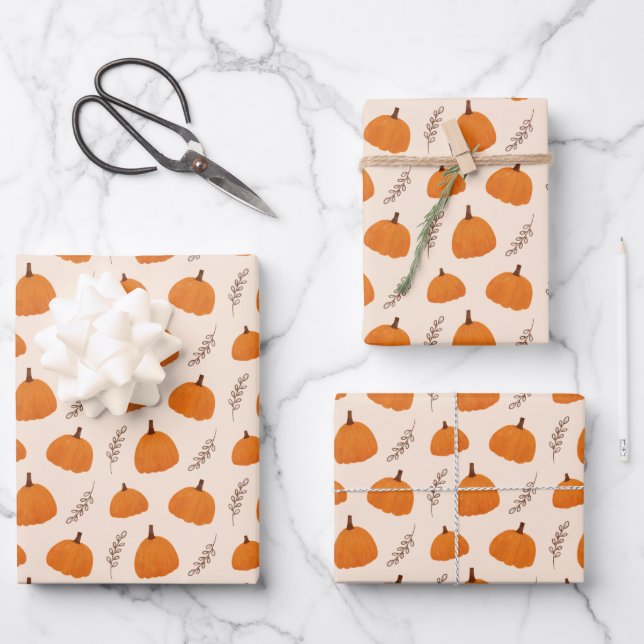 Feuillets de papier orangé Motif Citrouille d'auto (Recto)