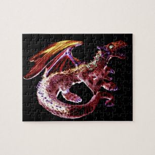 Feurig Rubin Karmesinroter Drache Mythische Heraus