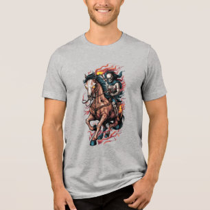 Feurig Skelett Reiter auf einem galoppierenden Pfe Tri-Blend Shirt